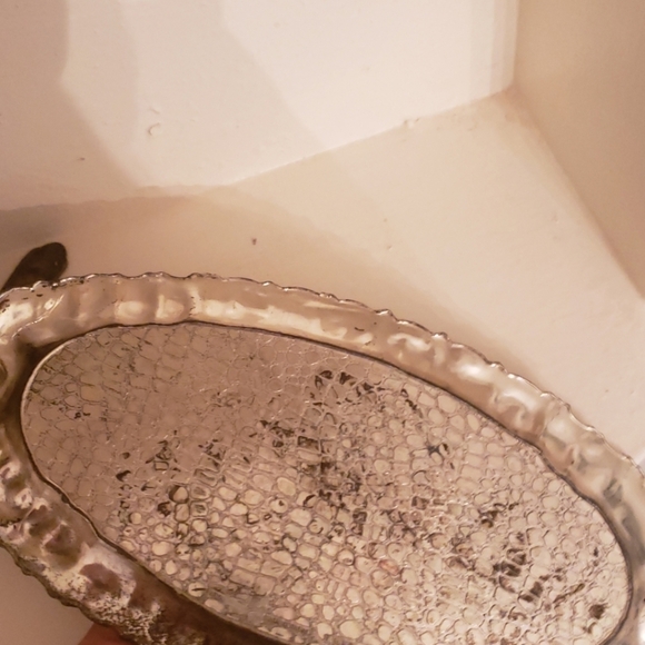 VINTAGE MCM RARE OBLONG MADE IN JAPAN SILVER TRINKET SERVING CANDY DISH - Picture 9 of 9